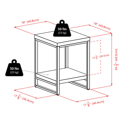 TABLE | Ergode Jared Collection | Contemporary Metal Frame End Table | 18.03W x 18.03D x 24.49H | Pewter Finish | Melamine Top | Assembly Required | casafoyer.myshopify.com