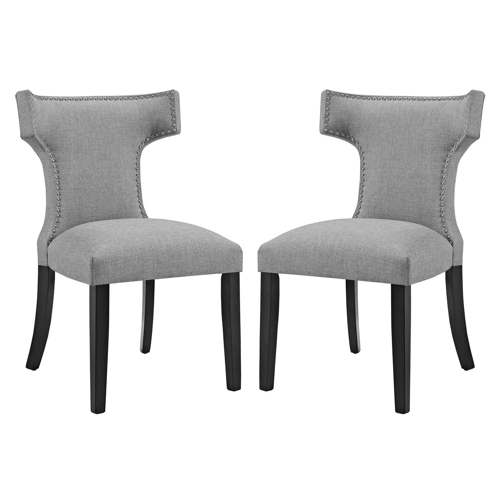 home office desk chairs | CasaFoyer Curve Dining Side Chair Set | Elegant Design | Nailhead Trim | Comfortable Padding | Light Gray | Set of 2 | casafoyer.myshopify.com