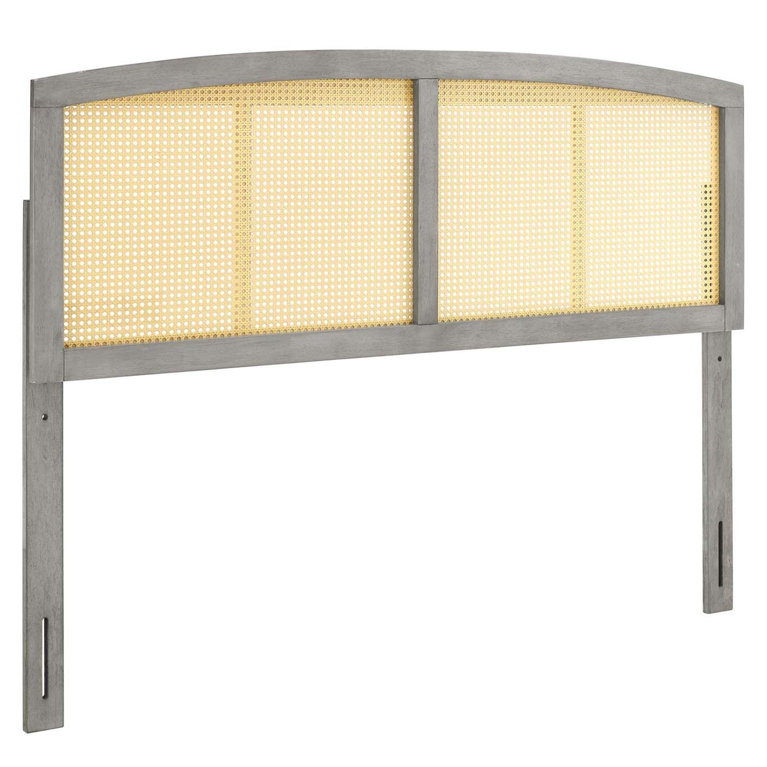 Bed | CasaFoyer Halcyon Cane Woven Rattan Queen Headboard | Serene Island Vibe | Mid-Century Modern Design | Natural Wood Frame | Durable Rubberwood | Gray | casafoyer.myshopify.com