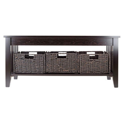 TABLE | Ergode Morris Collection Coffee Table | Ample Storage Space | 3 Foldable Baskets | 40W x 22.05D x 18.11H | Solid & Composite Wood | 49.6 lbs | casafoyer.myshopify.com