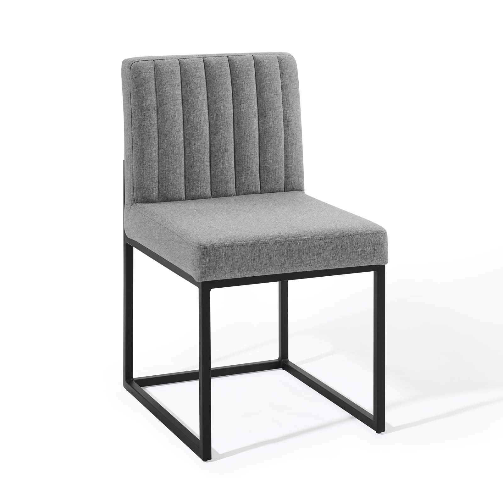 home office desk chairs | CasaFoyer Carriage Channel Tufted Upholstered Dining Chair Set of 2 | Black Sled Base | Polyester Fabric | Glamorous Design | 331 lbs Weight Capacity | casafoyer.myshopify.com