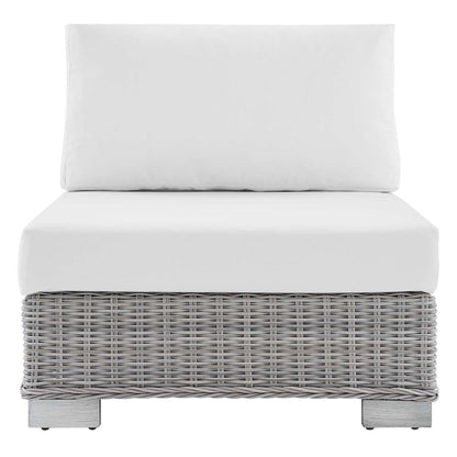 patio bistro sets | CasaFoyer Conway Outdoor Patio Wicker Rattan Armless Chair | Light Gray | UV-Resistant | Water-Resistant Sunbrella Cushions | Powder-Coated Aluminum Frame | casafoyer.myshopify.com