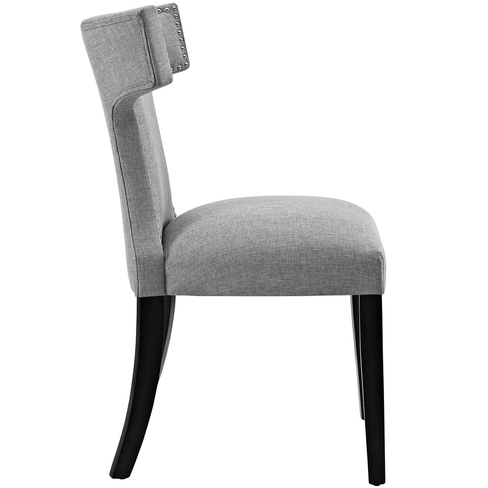 home office desk chairs | CasaFoyer Curve Dining Side Chair | Elegant Design with Nailhead Trim | Plush Foam Padding | Polyester Upholstery | Tapered Wood Legs | Light Gray | casafoyer.myshopify.com
