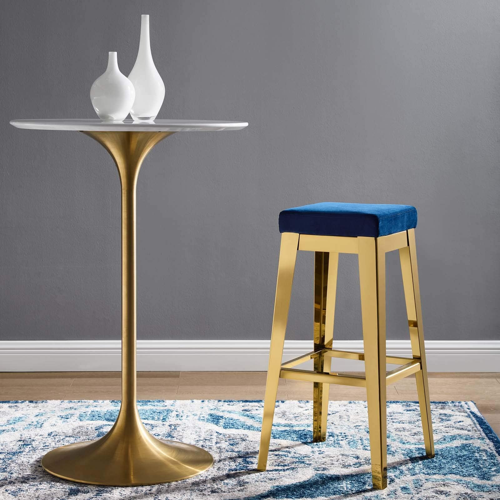barstools | CasaFoyer Arrive Performance Velvet Bar Stool | Gold Stainless Steel Frame | Stain-Resistant Velvet Upholstery | Comfortable Cushioning | Elegant Design | casafoyer.myshopify.com