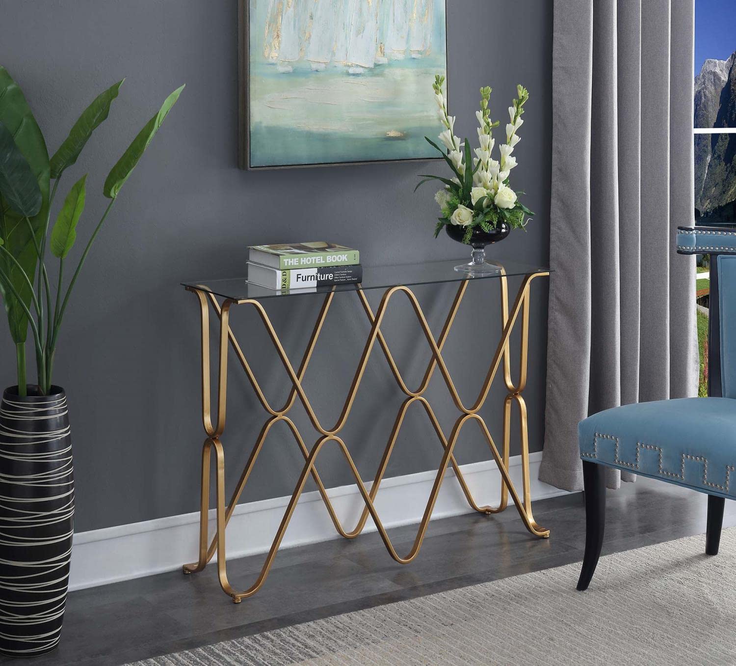 TABLE | Ergode Neptune Console Table | Modern Contemporary Style | Geometric Metal Frame | Tempered Glass Shelf | Ideal for Entryway or Living Room | Easy Assembly | Check out other Planet Consoles! | casafoyer.myshopify.com
