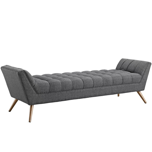 ottomans | Response Collection | Tufted Bench | Ultimate Comfort & Stylish Design | Gray Upholstered Fabric | Tapered Wood Legs | Non-Marking Foot Caps | Distinguished & Desirable | casafoyer.myshopify.com