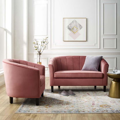 kitchen and dining room sets | CasaFoyer Prospect Performance Velvet Loveseat | Armchair Set - Stain-Resistant Fabric | Elegant Channel Tufting | Retro Modern Design | Ultimate Comfort | 331 lbs Weight Capacity | casafoyer.myshopify.com