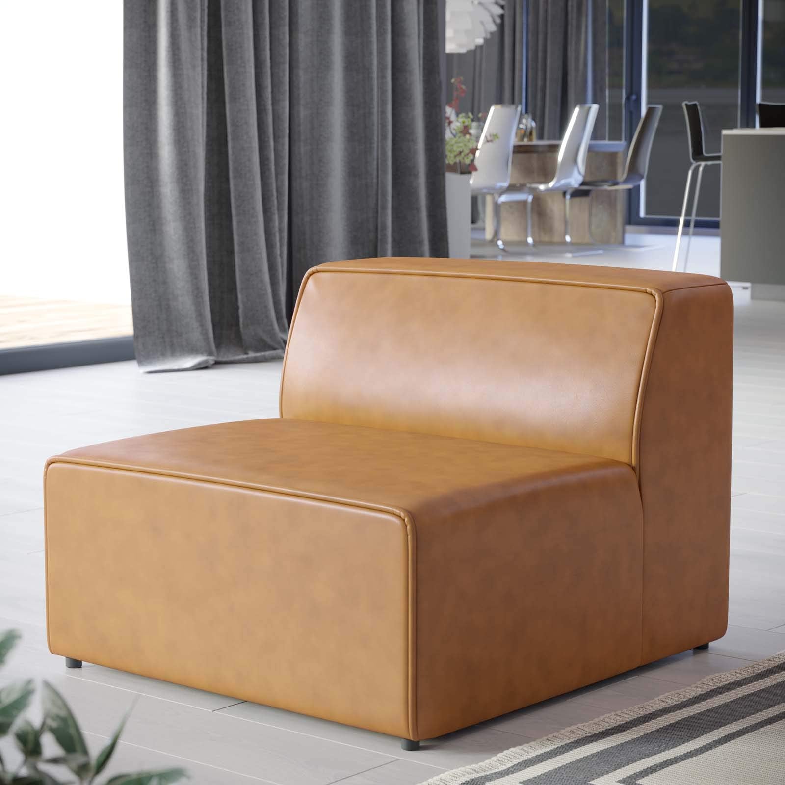 sofas | CasaFoyer Mingle Vegan Leather Armless Chair | Spacious & Stylish | Optimal Support | Vegan Leather Upholstery | Durable Plastic Legs | Modular Sectional Seating | Ideal for Contemporary Modern Décor | Includes 1 Chair | casafoyer.myshopify.com