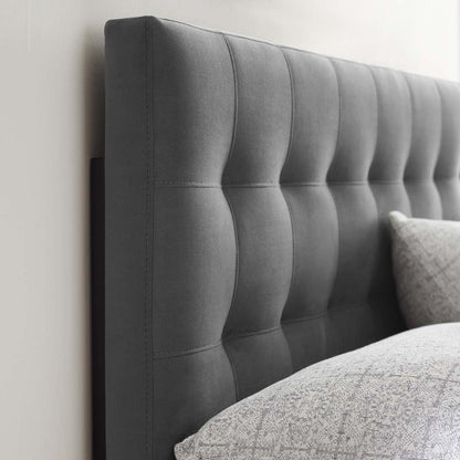 Bed | CasaFoyer Lily King Biscuit Tufted Performance Velvet Headboard | Elegant Gray | Stain-resistant | Height-adjustable | Comfortable | casafoyer.myshopify.com