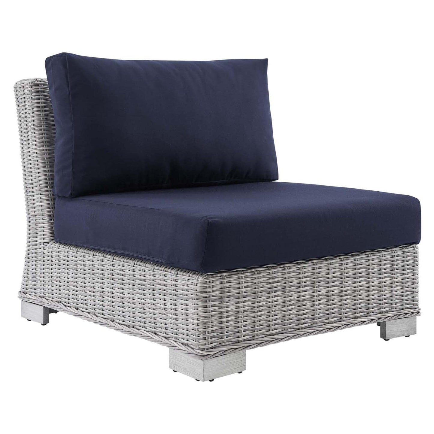 patio bistro sets | CasaFoyer Conway Outdoor Patio Wicker Rattan Armless Chair | Light Gray | UV-Resistant | Aluminum Frame | Sunbrella Cushions | 300 lb Weight Capacity | casafoyer.myshopify.com