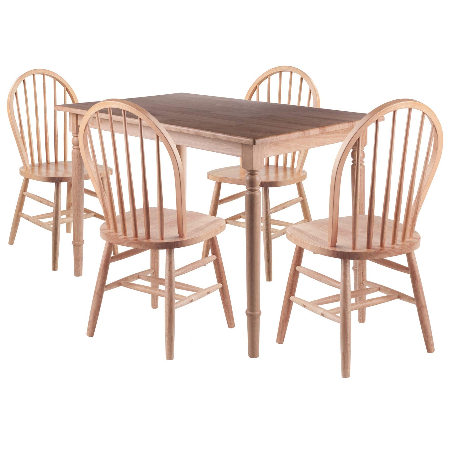 childrens table and chair sets | CasaFoyer  Wood Ravenna Dining Set | Vintage Charm | Natural Finish | 5-Pc Table & 4 Windsor Chairs | Farmhouse Style | Solid Wood | Easy Assembly | casafoyer.myshopify.com