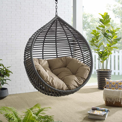 porch swings | Ergode Garner Teardrop Outdoor Patio Swing Chair | Durable PE Wicker Rattan | Adjustable Steel Chain | All-Weather Cushion | Indoor/Outdoor Use | Stylish & Relaxing Seating | 265 lbs Weight Capacity | casafoyer.myshopify.com