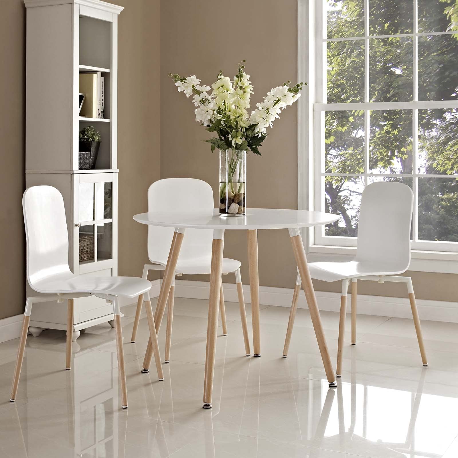 patio dining tables | CasaFoyer Track Circular Dining Table | Minimalist Design | Solid Beechwood Legs | Sleek Veneer Top | Perfect for Modern Dining Spaces | Set Includes One Table | casafoyer.myshopify.com
