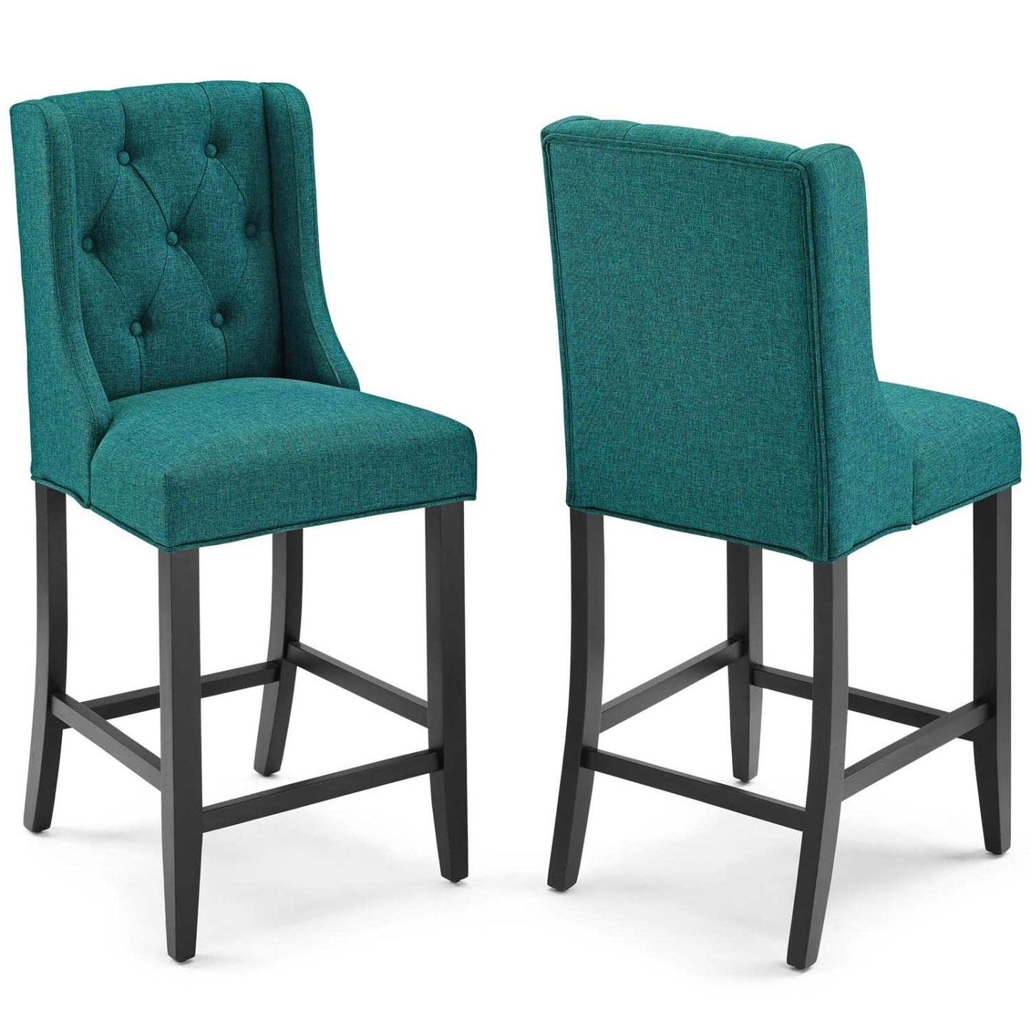 barstools | CasaFoyer Baronet Tufted Button Upholstered Fabric Counter Stool | Set of 2 | Teal | Elegant Design | Dense Foam Padding | Sinuous Spring Support | Solid Wood Legs | 500 lbs Weight Capacity | Non-Marking Foot Caps | casafoyer.myshopify.com