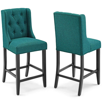barstools | CasaFoyer Baronet Tufted Button Upholstered Fabric Counter Stool | Set of 2 | Teal | Elegant Design | Dense Foam Padding | Sinuous Spring Support | Solid Wood Legs | 500 lbs Weight Capacity | Non-Marking Foot Caps | casafoyer.myshopify.com