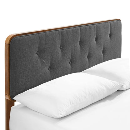 Bed | CasaFoyer Bridgette Tufted Wood Twin Platform Bed | Modern Design | Button Tufted Headboard | Wood Grain Frame | Durable Construction | No Box Spring Needed | Supports Various Mattresses | Easy Assembly | Walnut Charcoal | casafoyer.myshopify.com