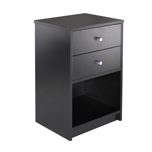 TABLE | Ergode  Wood Ava 2-Drawer Accent Table | Black Finish | Spacious Drawers & Open Shelf | Durable Composite Wood | Modern Satin-Finished Metal Knobs | Perfect for Living Room, Bedroom, or Home Office | Easy Assembly | casafoyer.myshopify.com