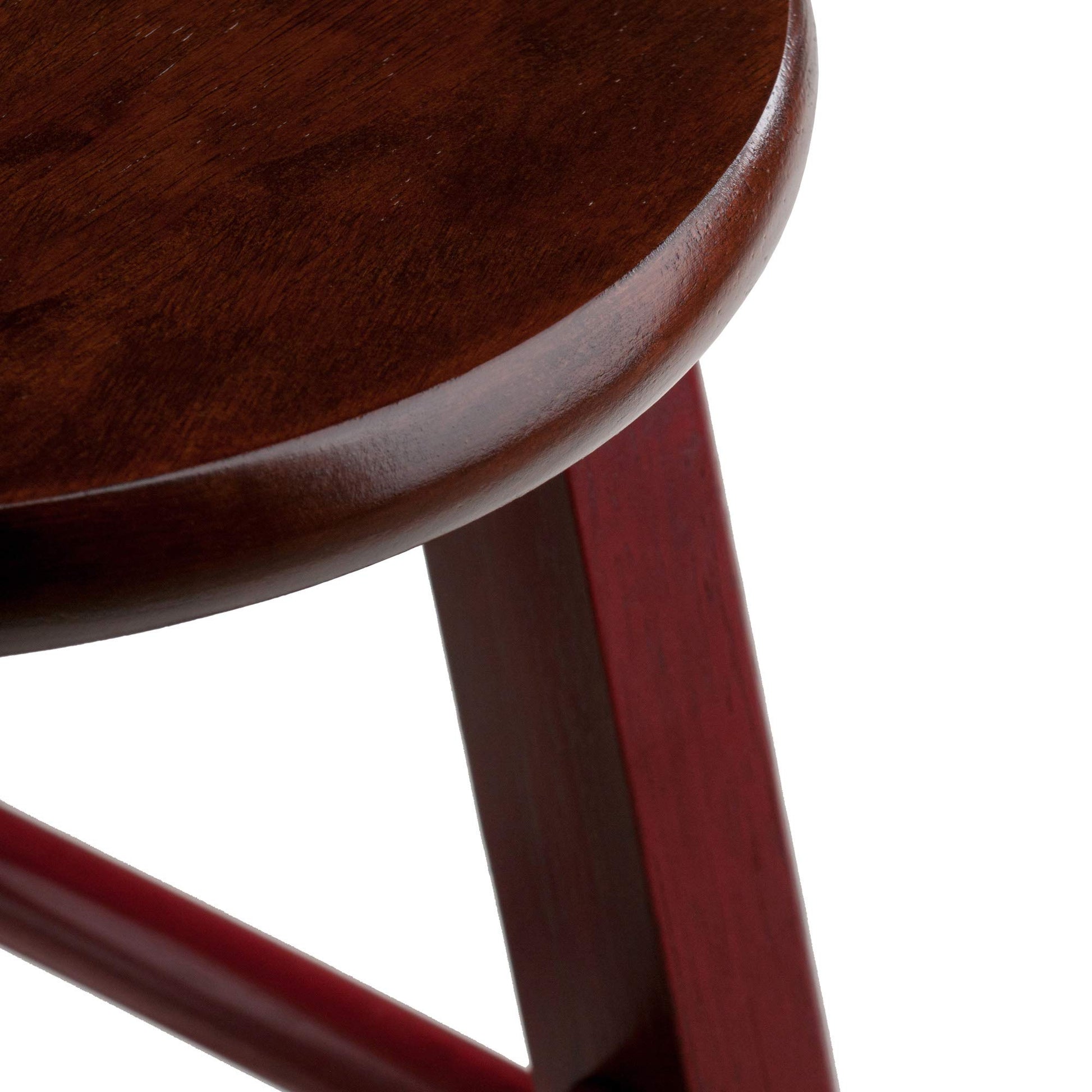 barstools | CasaFoyer Ivy 29 Bar Stool | Solid Wood | Walnut Seat | Maroon Finish | Fully Assembled | Stylish & Functional | 13.6W x 13.6D x 29.1H | casafoyer.myshopify.com