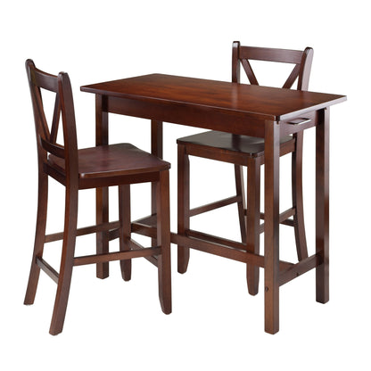 childrens table and chair sets | CasaFoyer Sally 3-Pc Kitchen Island Table Set | Compact & Functional Design | Ample Storage | Solid Wood | Warm Walnut Finish | casafoyer.myshopify.com
