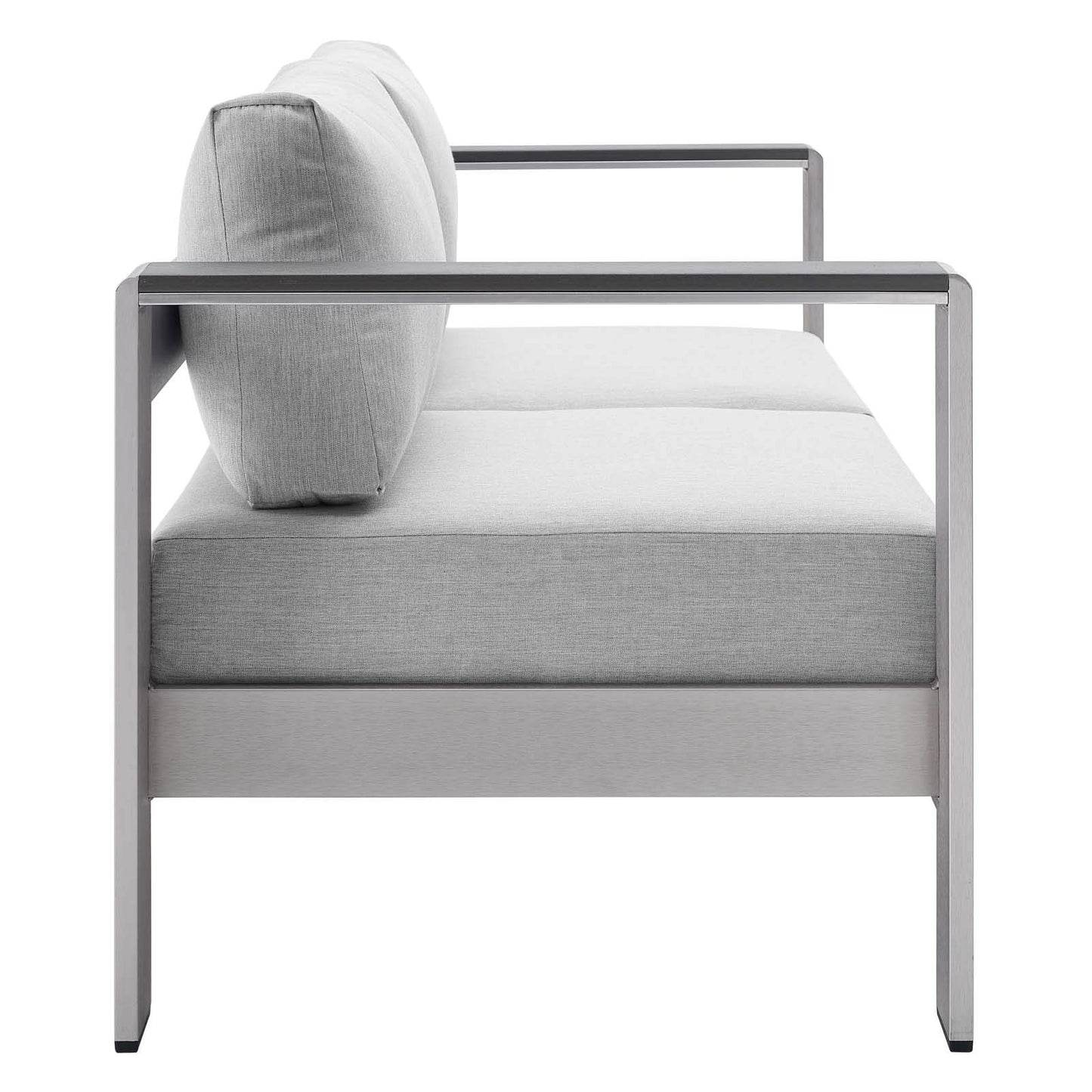 kitchen and dining room sets | CasaFoyer Shore Aluminum 4 Piece Outdoor Patio Furniture Set | Weatherproof | Sunbrella Cushions | Silver Gray | casafoyer.myshopify.com