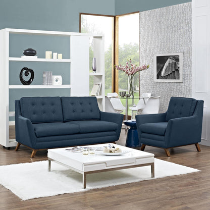 sofas | CasaFoyer Beguile Collection | Elegant Curved Armchair & Loveseat Set | Plush Cushions | Tufted Back | Walnut-Stained Base | Perfect for Living Room or Lounge | casafoyer.myshopify.com