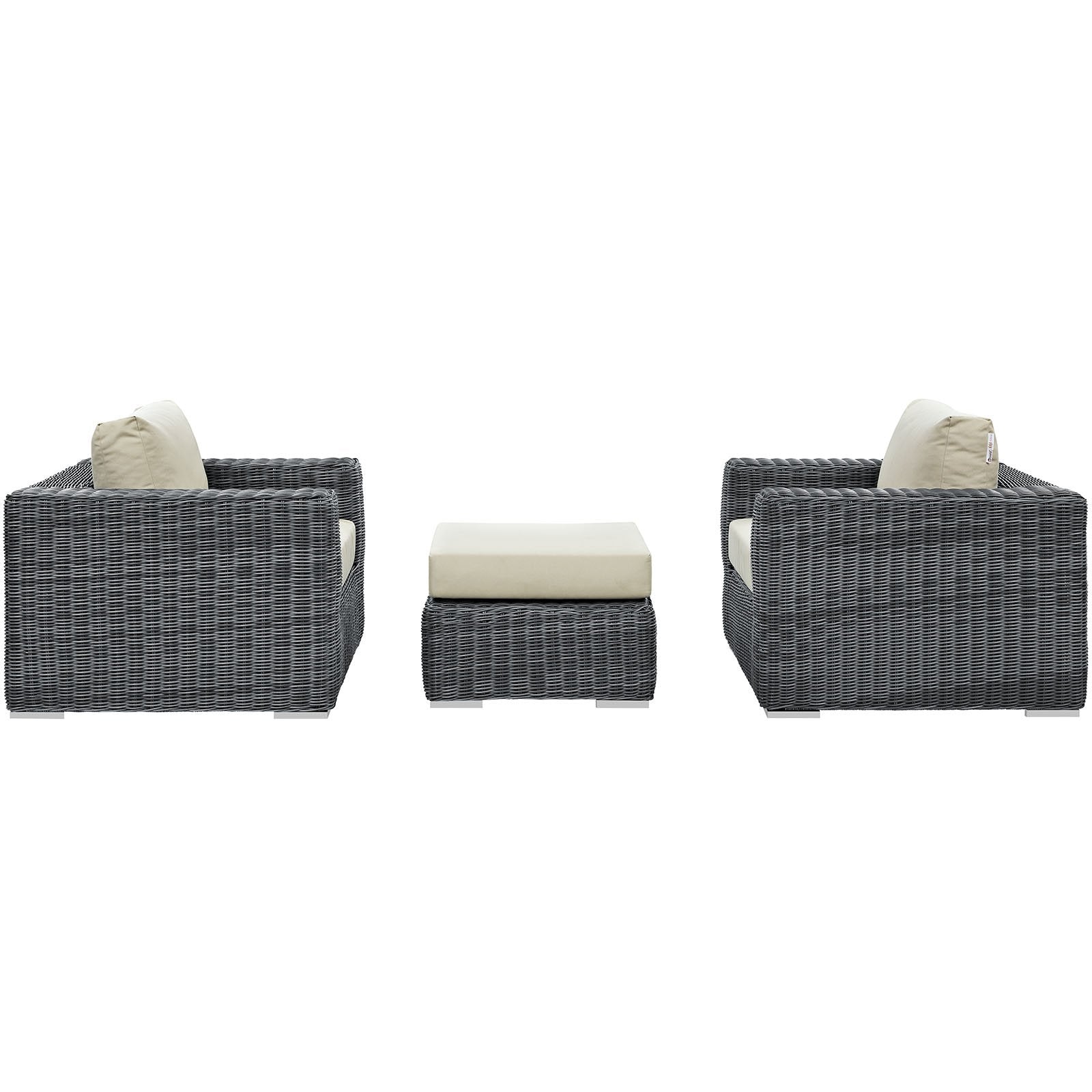 kitchen and dining room sets | CasaFoyer Summon Outdoor Patio Sectional Sofa Set | Two-Tone Rattan | Sunbrella Cushions | Aluminum Frame | Includes Ottoman & Armchairs | casafoyer.myshopify.com