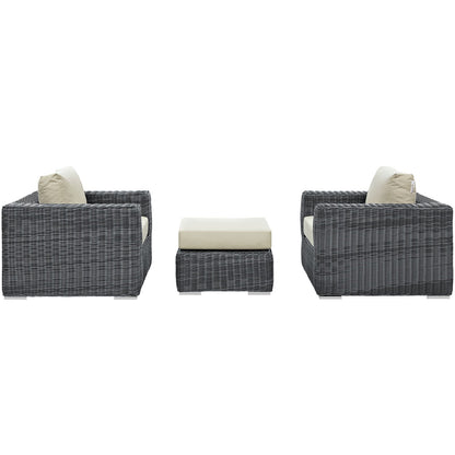 kitchen and dining room sets | CasaFoyer Summon Outdoor Patio Sectional Sofa Set | Two-Tone Rattan | Sunbrella Cushions | Aluminum Frame | Includes Ottoman & Armchairs | casafoyer.myshopify.com