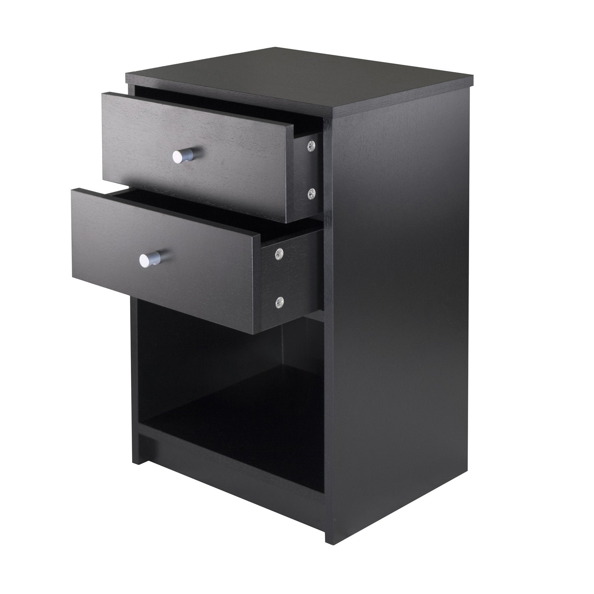 TABLE | Ergode  Wood Ava 2-Drawer Accent Table | Black Finish | Spacious Drawers & Open Shelf | Durable Composite Wood | Modern Satin-Finished Metal Knobs | Perfect for Living Room, Bedroom, or Home Office | Easy Assembly | casafoyer.myshopify.com