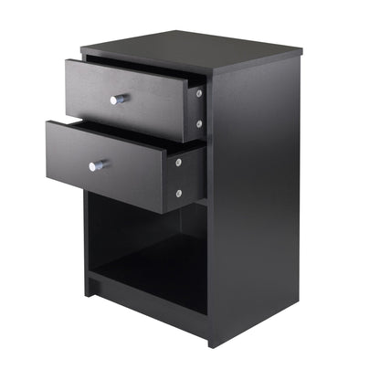 TABLE | Ergode  Wood Ava 2-Drawer Accent Table | Black Finish | Spacious Drawers & Open Shelf | Durable Composite Wood | Modern Satin-Finished Metal Knobs | Perfect for Living Room, Bedroom, or Home Office | Easy Assembly | casafoyer.myshopify.com