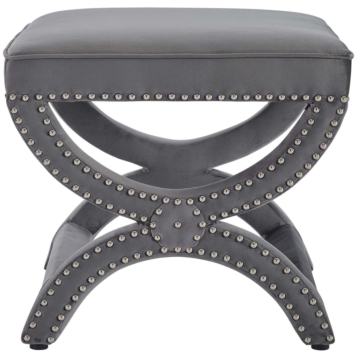 ottomans | CasaFoyer Expound Performance Velvet Ottoman | Elegant Nailhead Buttons | Stain-Resistant Fabric | Dense Foam Padding | Fully Assembled | Ivory | casafoyer.myshopify.com