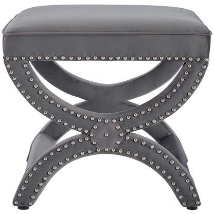 ottomans | CasaFoyer Expound Performance Velvet Ottoman | Elegant Nailhead Buttons | Stain-Resistant Fabric | Dense Foam Padding | Fully Assembled | Ivory | casafoyer.myshopify.com