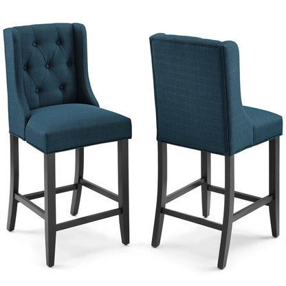 barstools | CasaFoyer Baronet Tufted Button Upholstered Fabric Counter Stool | Set of 2 | Azure | Elegant Design | Comfortable | Solid Wood Legs | 500 lbs Weight Capacity | casafoyer.myshopify.com