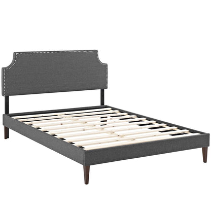 Bed | CasaFoyer Corene King Fabric Platform Bed - Gray | Wooden Frame | Polyester Upholstery | Tapered Legs | Memory Foam Compatible | Modern Bedroom | Mattress Not Included | casafoyer.myshopify.com