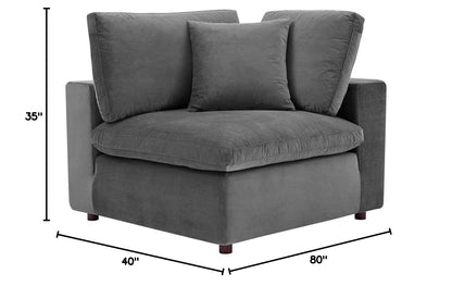 sofas | CasaFoyer Commix Plush Comfort Loveseat | Stain-Resistant Velvet | Solid Wood Construction | Duck Down Cushions | Gray | casafoyer.myshopify.com