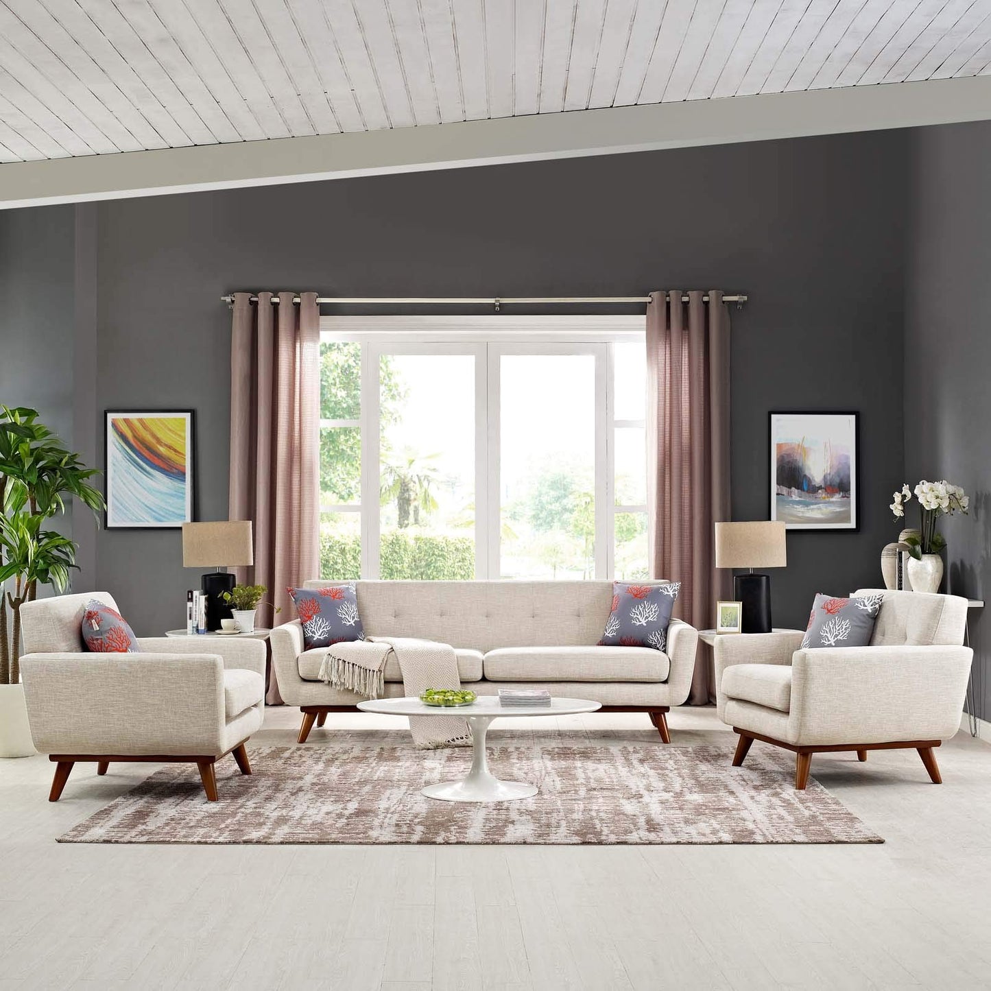 kitchen and dining room sets | CasaFoyer Engage Sofa and Armchair Set | Gently Curved Design | Tufted Buttons | Cherry Wood Legs | Perfect for Lounging and Entertaining | casafoyer.myshopify.com
