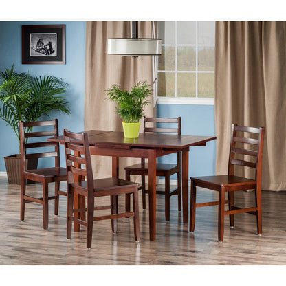 childrens table and chair sets | CasaFoyer Pulman Extension Table Set | Solid Wood | Walnut Finish | 5-Pc Dining Set | Ladder Back Chairs | Compact & Expandable | Easy Assembly | casafoyer.myshopify.com