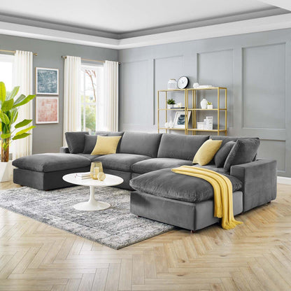 kitchen and dining room sets | CasaFoyer Commix | Luxurious 6-Piece Sectional Sofa | Stain-Resistant Velvet | Solid Wood Construction | Foam Padded Cushions | Down Feather Cushions | Gray | casafoyer.myshopify.com