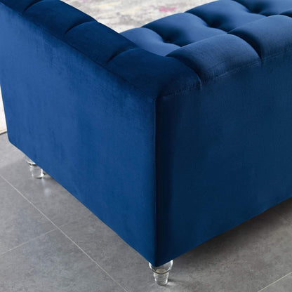 sofas | CasaFoyer Mesmer Channel Tufted Button Performance Velvet Upholstered Sofa | Vintage Glamour | Stain-Resistant & Comfortable | Retro Modern Design | Clear Acrylic Legs | 1323 lbs Capacity | casafoyer.myshopify.com