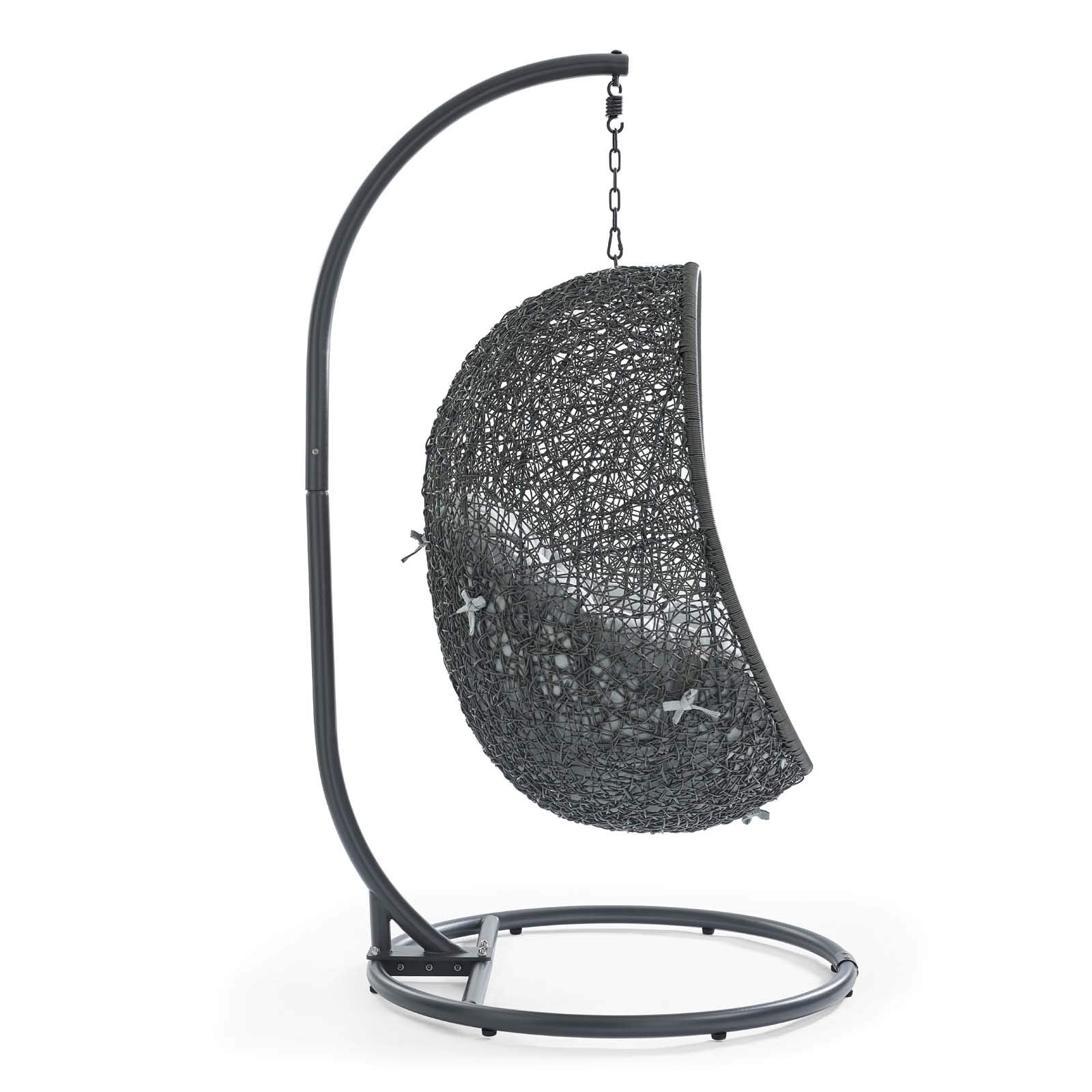 porch swings | Ergode Hide Outdoor Patio Swing Chair | Synthetic Rattan Weave | All-Weather Cushion | Powder-Coated Steel Frame | UV Resistant | Perfect for Patio, Backyard, Porch, Poolside | Indoor Lounge, Living, Bedroom | Includes Cloak Swing Chair | casafoyer.myshopify.com