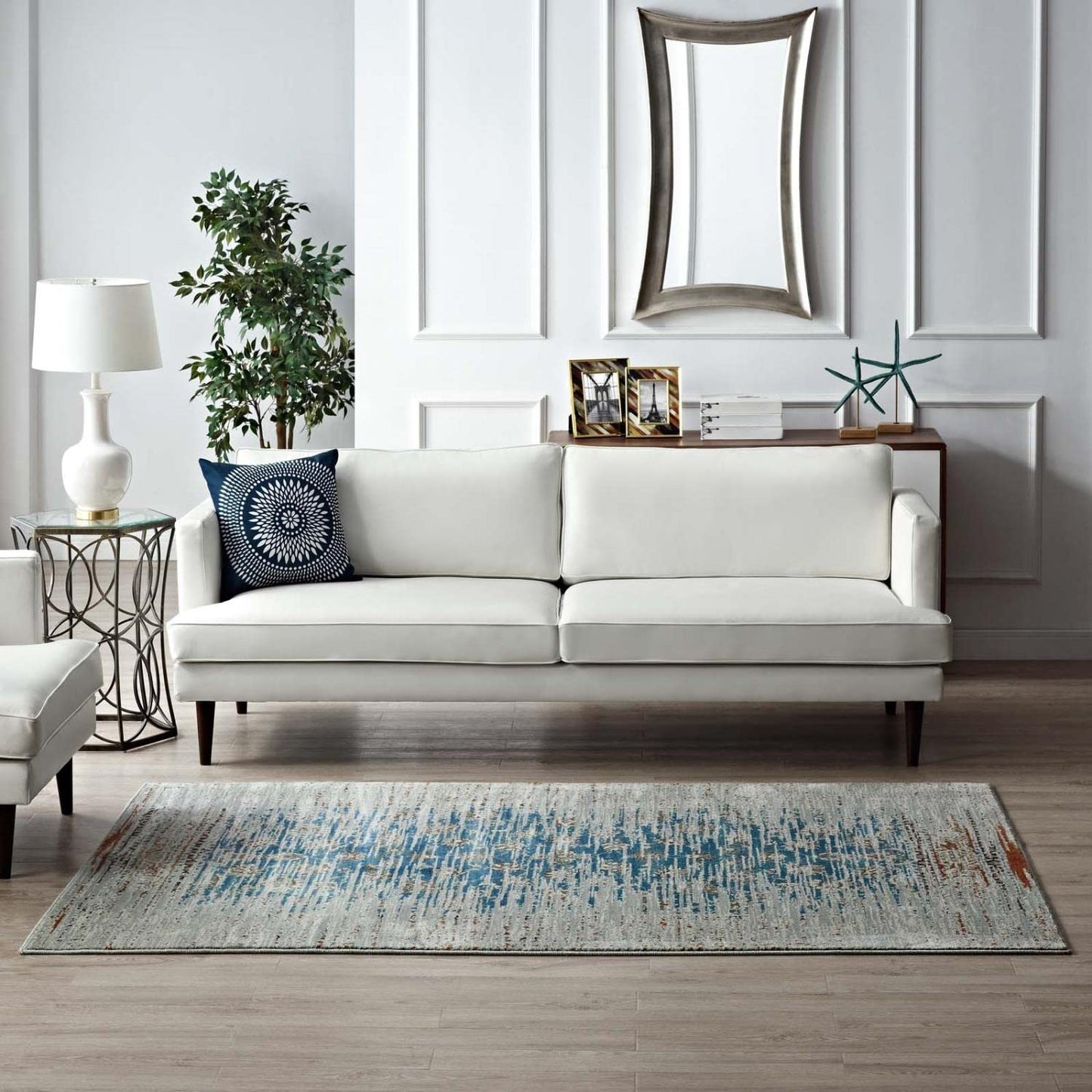 Carpet & Rugs | CasaFoyer Hesper Distressed Contemporary Floral Lattice Area Rug | Durable, Stain Resistant | 5x8 | Teal, Beige, Brown | casafoyer.myshopify.com