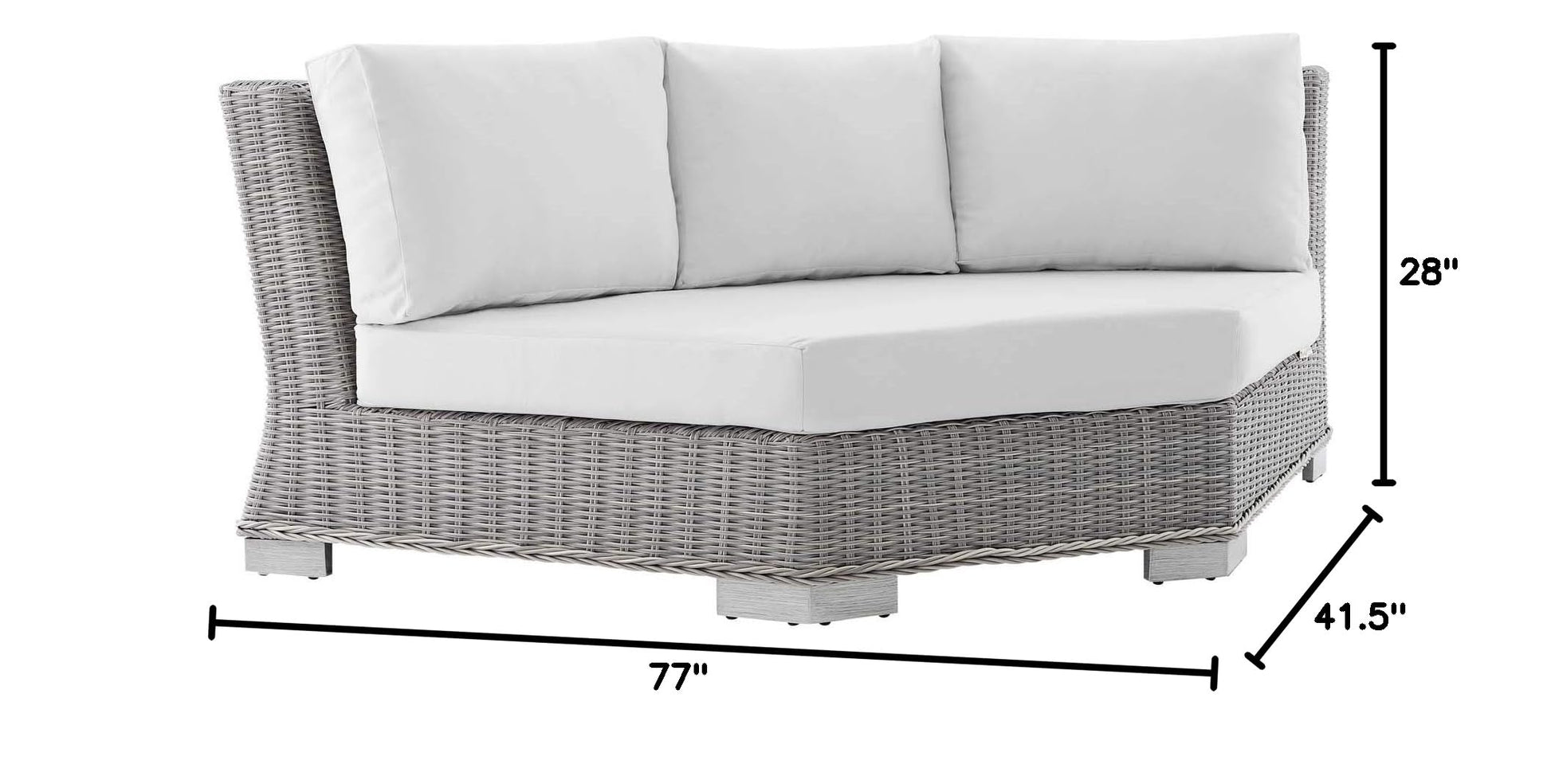 executive chairs | CasaFoyer Conway Outdoor Patio Wicker Rattan Sectional Sofa Round Corner Chair | UV-Resistant | Water-Resistant Sunbrella Fabric | Sturdy Aluminum Frame | Light Gray | casafoyer.myshopify.com