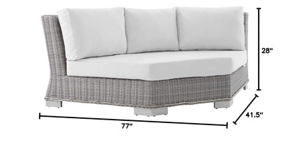 executive chairs | CasaFoyer Conway Outdoor Patio Wicker Rattan Sectional Sofa Round Corner Chair | UV-Resistant | Water-Resistant Sunbrella Fabric | Sturdy Aluminum Frame | Light Gray | casafoyer.myshopify.com