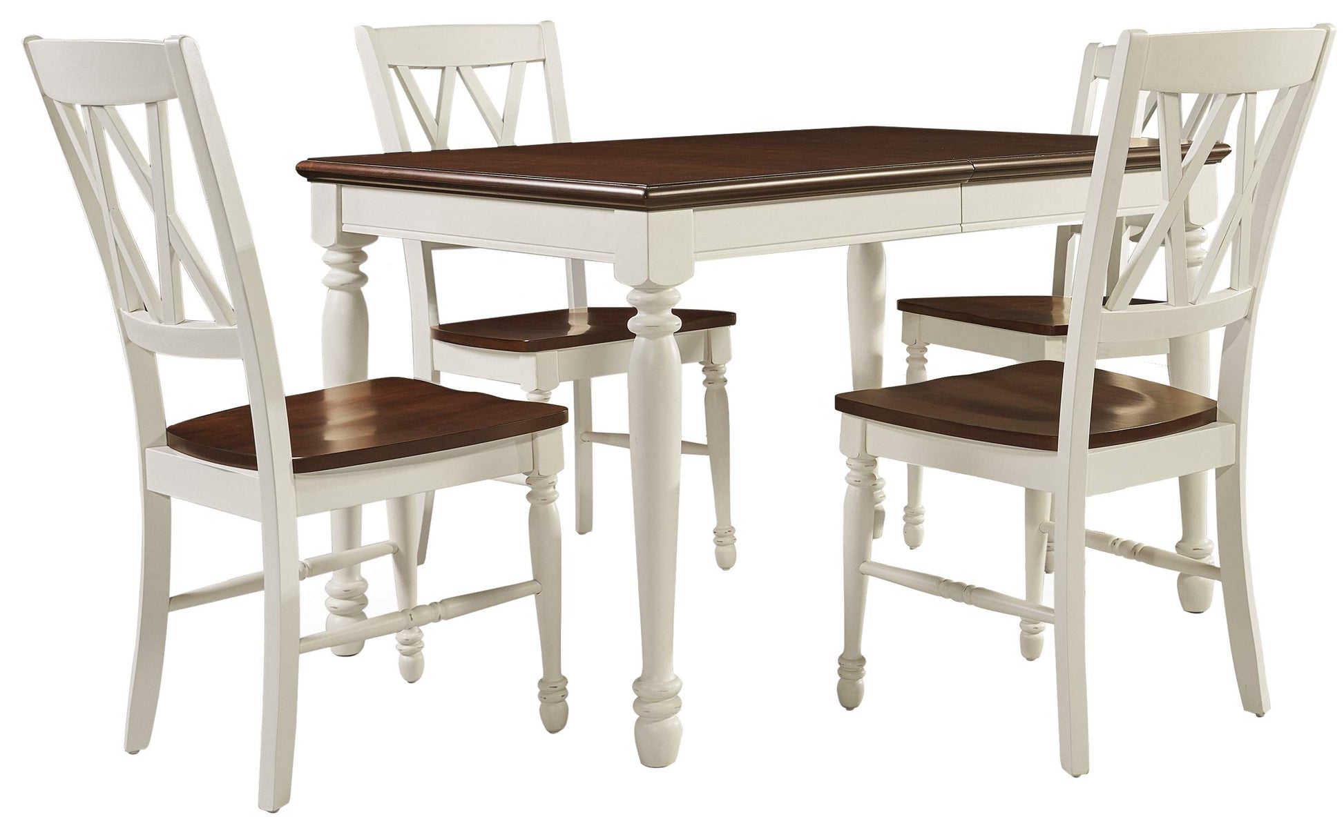 Dining Table | CasaFoyer Shelby 5 Piece Dining Set | Solid Hardwood | Expandable Table | Elegant Design | Rubbed Antique Tabletop | White Finish | casafoyer.myshopify.com