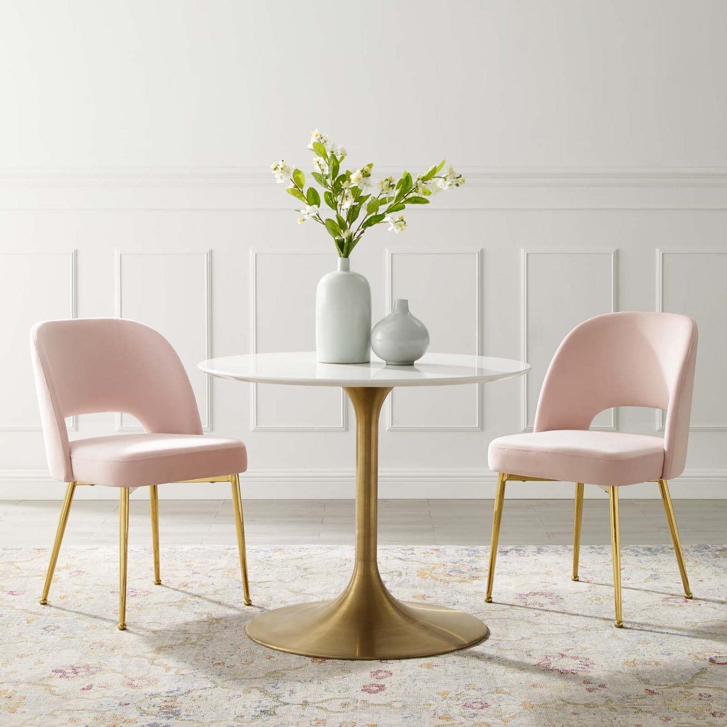 home office desk chairs | CasaFoyer Rouse Dining Room Side Chair Set | Plush Velvet Upholstery | Gold Stainless Steel Legs | 2 Chairs | 331 lbs Capacity | casafoyer.myshopify.com