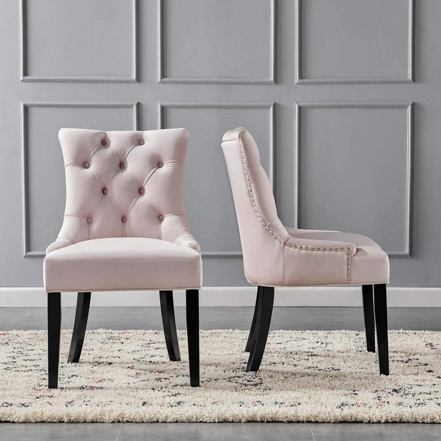 home office desk chairs | CasaFoyer Regent Tufted Button Upholstered Performance Velvet Dining Chair | Set of 2 | Timeless Elegance | Stain-Resistant | Foam Cushioned | 500 lbs Weight Capacity | Pink | casafoyer.myshopify.com