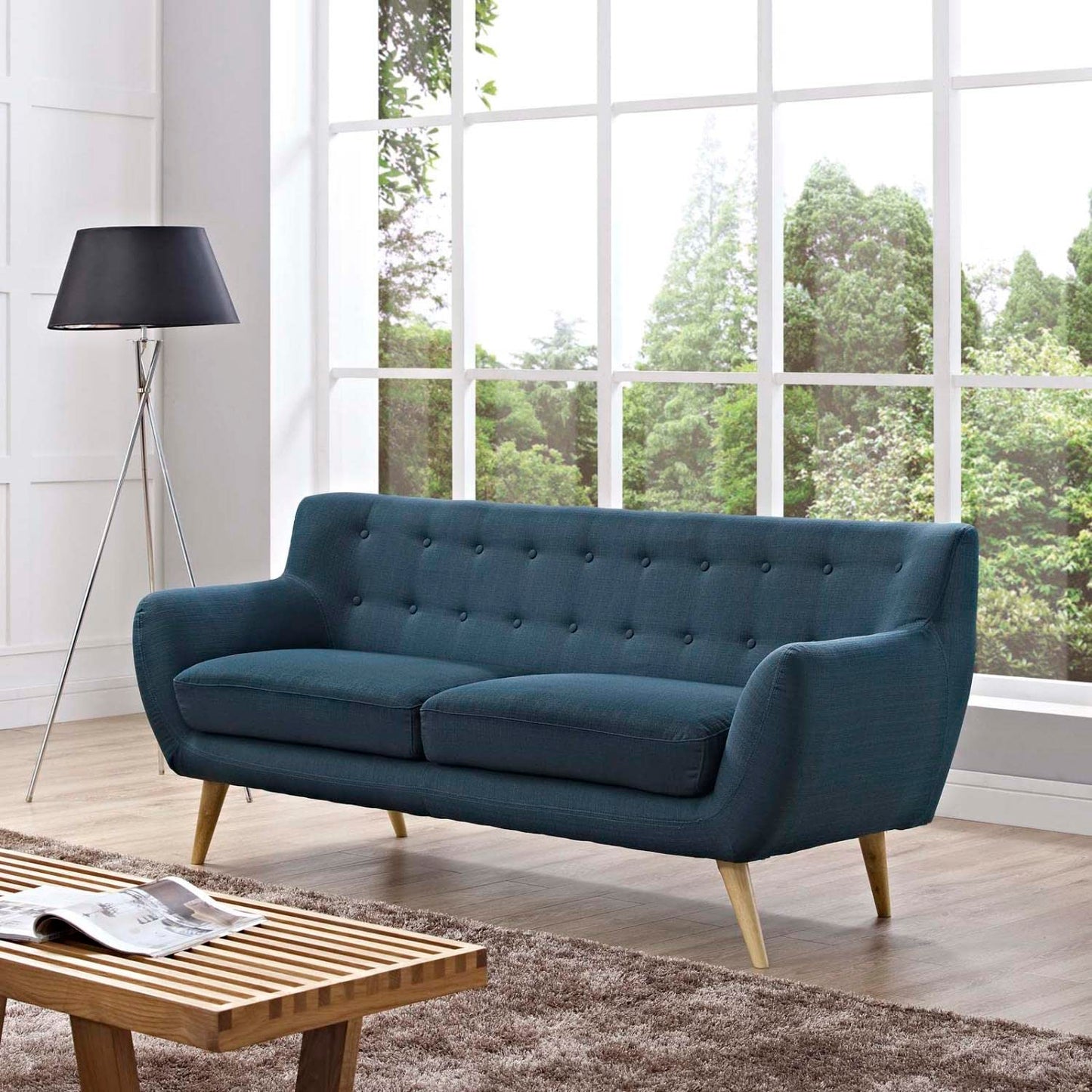 Sofa & chair Sets | Remark Mid-Century Modern Loveseat | Elegant & Comfortable Sofa | Organic Design | Natural Wood Legs | Polyester Upholstery | Finely Stitched Buttons | casafoyer.myshopify.com
