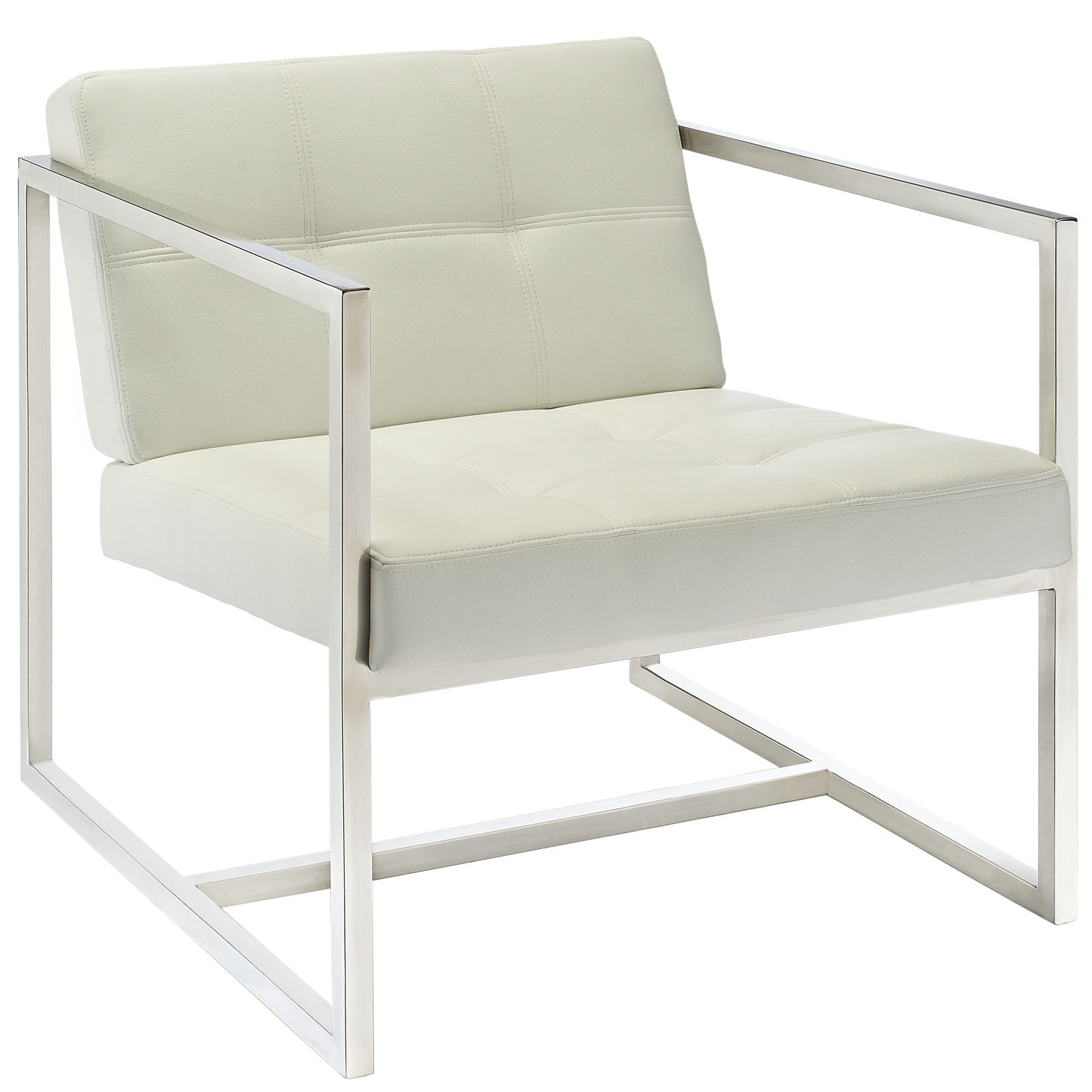 home office desk chairs | CasaFoyer Hover Modern Reception Chair | Mid-Century Lounge Seating | Padded Vinyl Seat | Stainless Steel Frame | White | casafoyer.myshopify.com