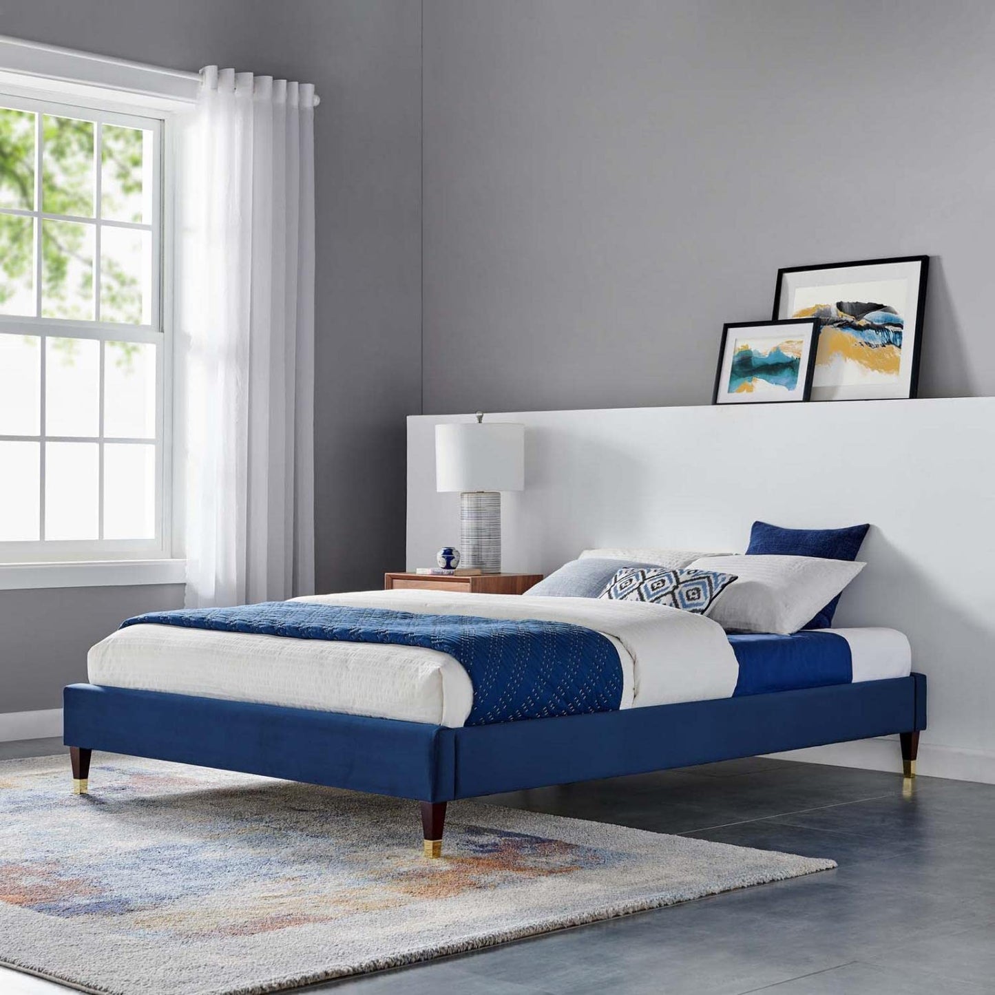 bed frames | CasaFoyer Harlow Performance Velvet Full Bed Frame | Opulent Art Deco Style | Stain-Resistant | Memory Foam Compatible | 800 lbs Weight Capacity | casafoyer.myshopify.com