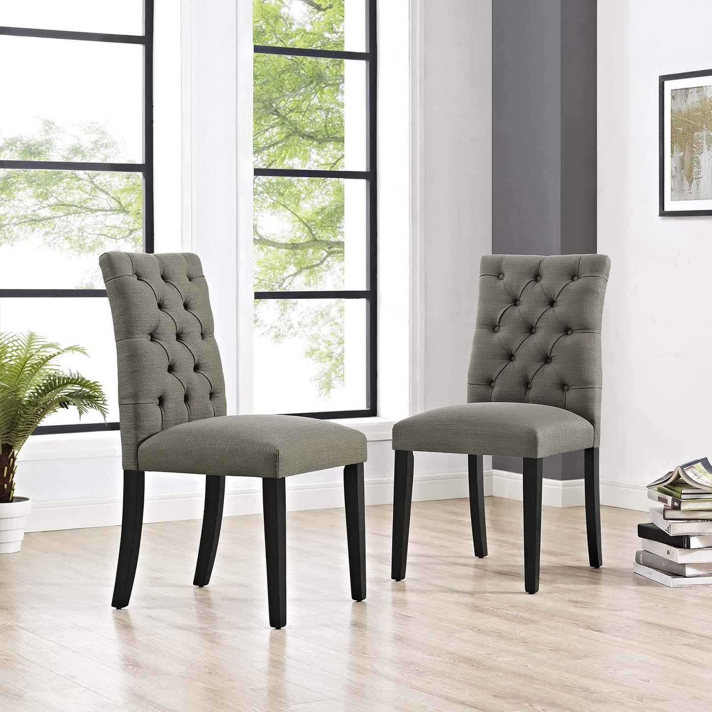 home office desk chairs | CasaFoyer Duchess Dining Chair Set of 2 | Sophisticated Design | Tufted Button Back | Plush Cushioning | Wooden Legs | Contemporary Style | casafoyer.myshopify.com