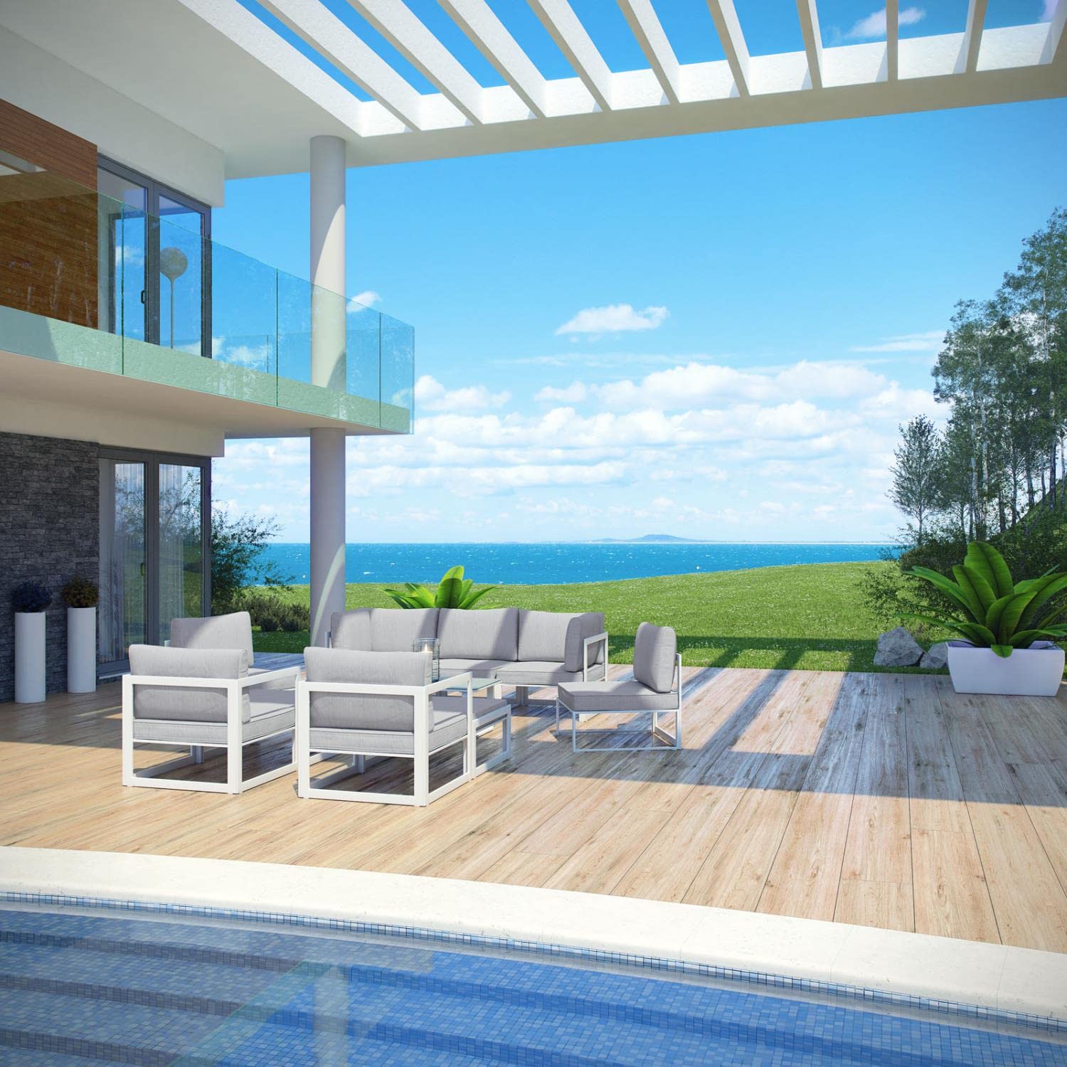 Patio Furniture Sets | Fortuna Outdoor Patio Collection | 9-Piece Sectional Sofa Set | Durable Aluminum Frame | All-Weather Cushions | Ideal for Contemporary Outdoor Spaces | casafoyer.myshopify.com